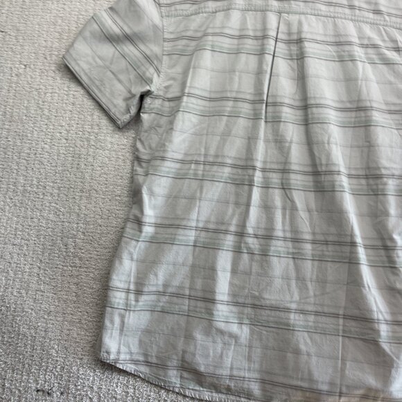 O'Neill Button Up Shirt Off-White / Grey w/Blue Striped Short Sleeve Surf Men XL - Picture 15 of 15
